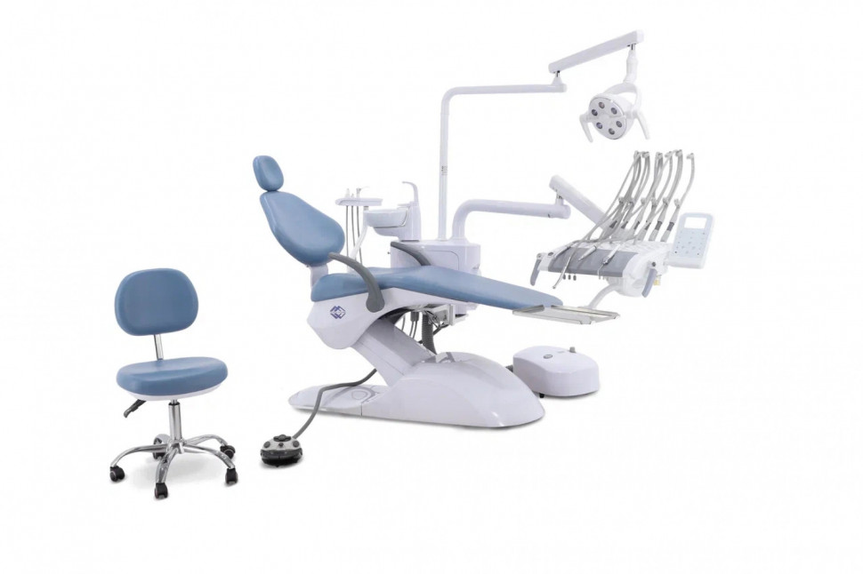 Стоматологическая установка CQ-216 (СО-003М-01) голубой, верхняя подача Стоматологическая установка CQ-216 (СО-003М-01) голубой, верхняя подача