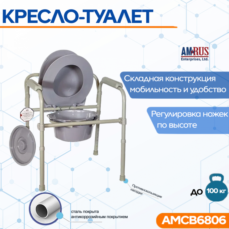 Кресло-туалет Amrus AMCB6806 складное Кресло-туалет Amrus AMCB6806 складное
